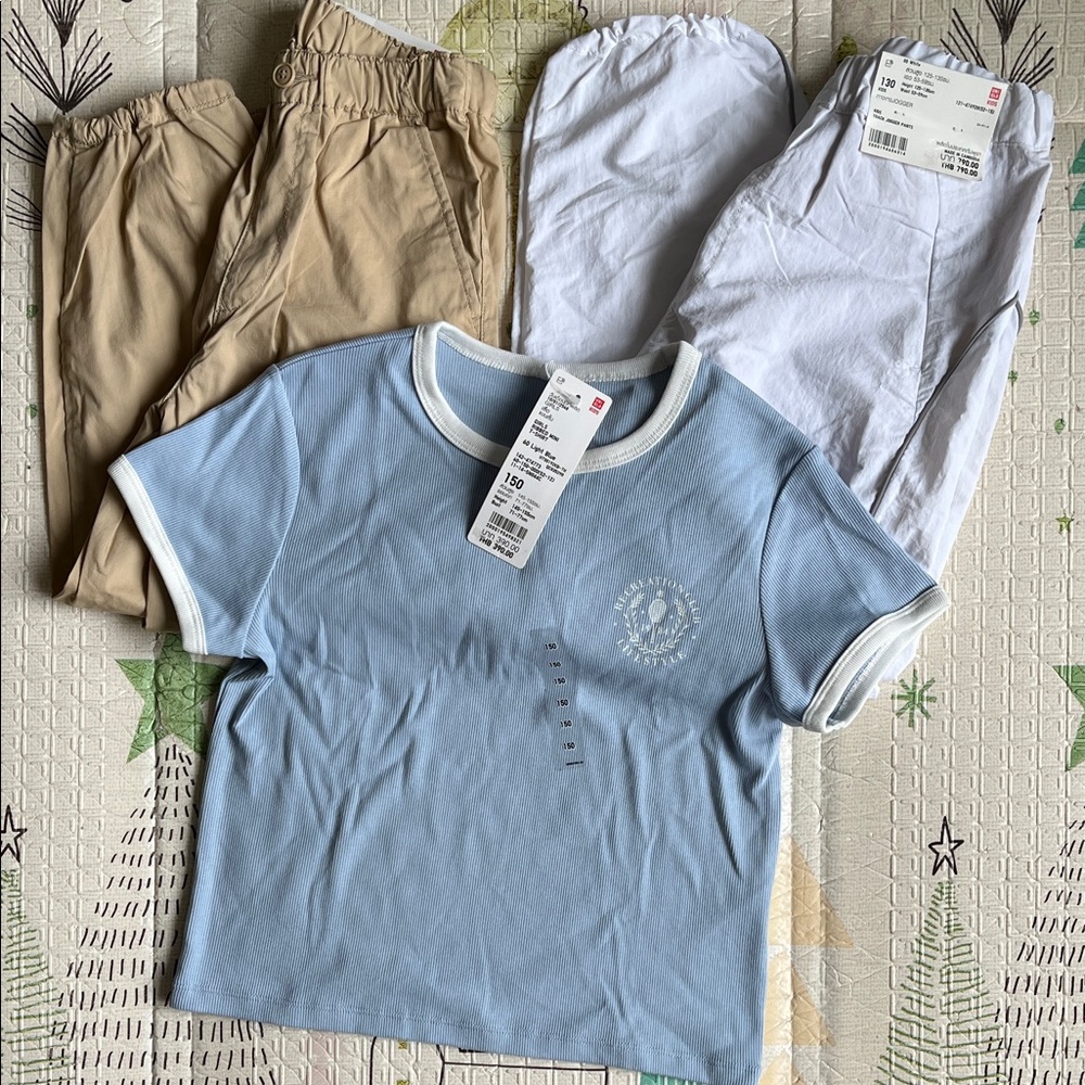 NWT Uniqlo Girls Cargo Jogger Pants, Track Jogger Pants, & Short Sleeve Shirt